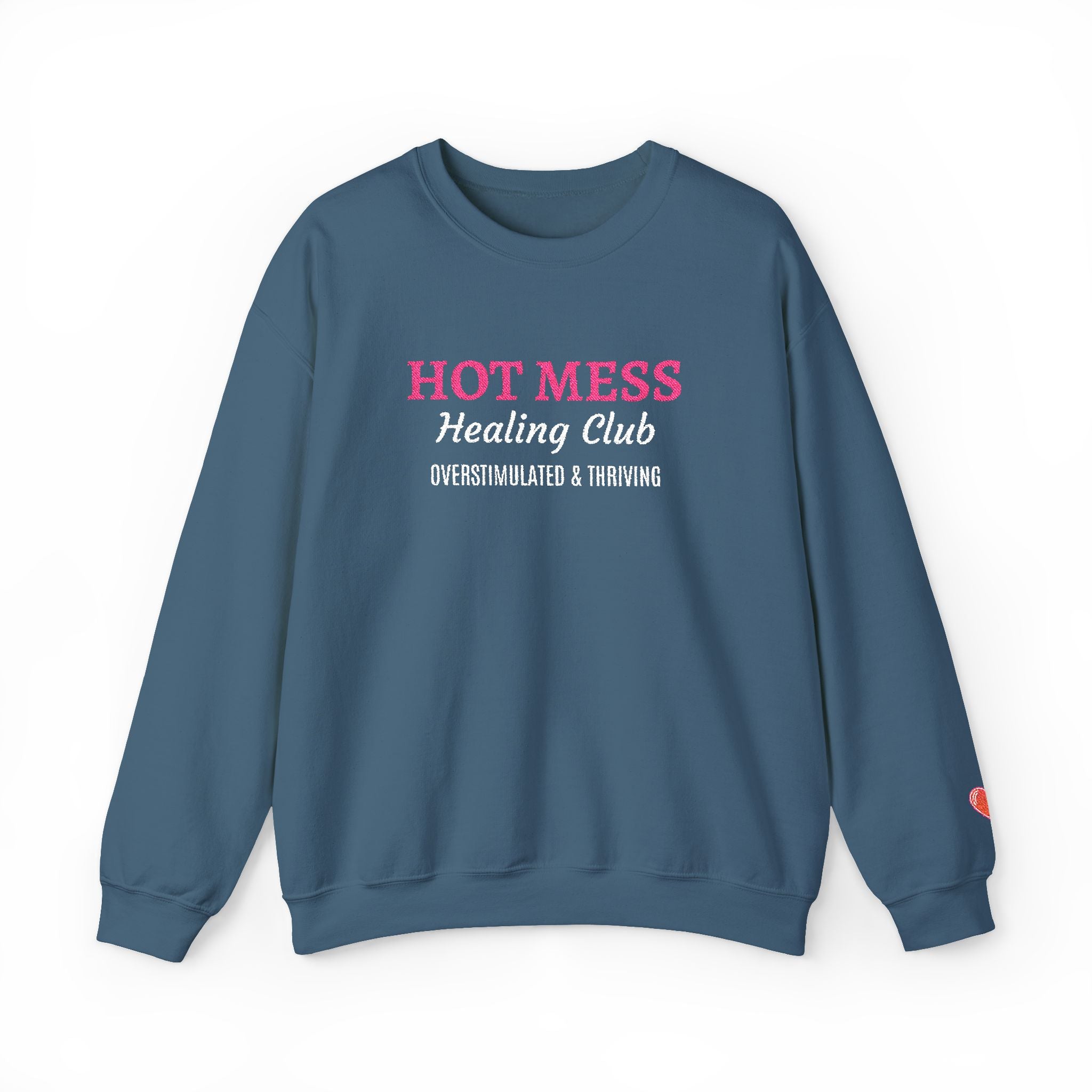 Hot Mess Crewneck Sweatshirt — Funny Graphic White Pullover