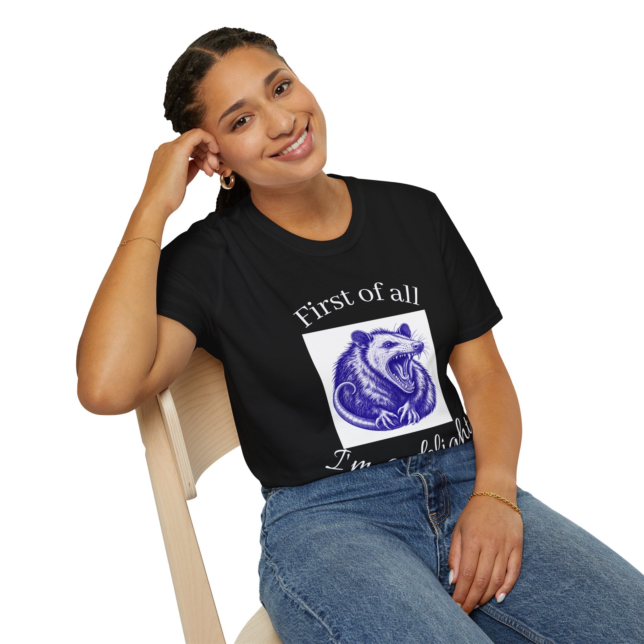 T-Shirt — “First of All, I’m a Delight” Possum Graphic Tee
