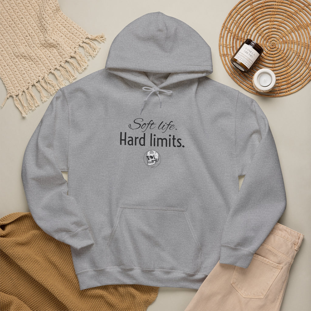 Hoodie — "Soft Life. Hard Limits." Minimalist Script Pullover
