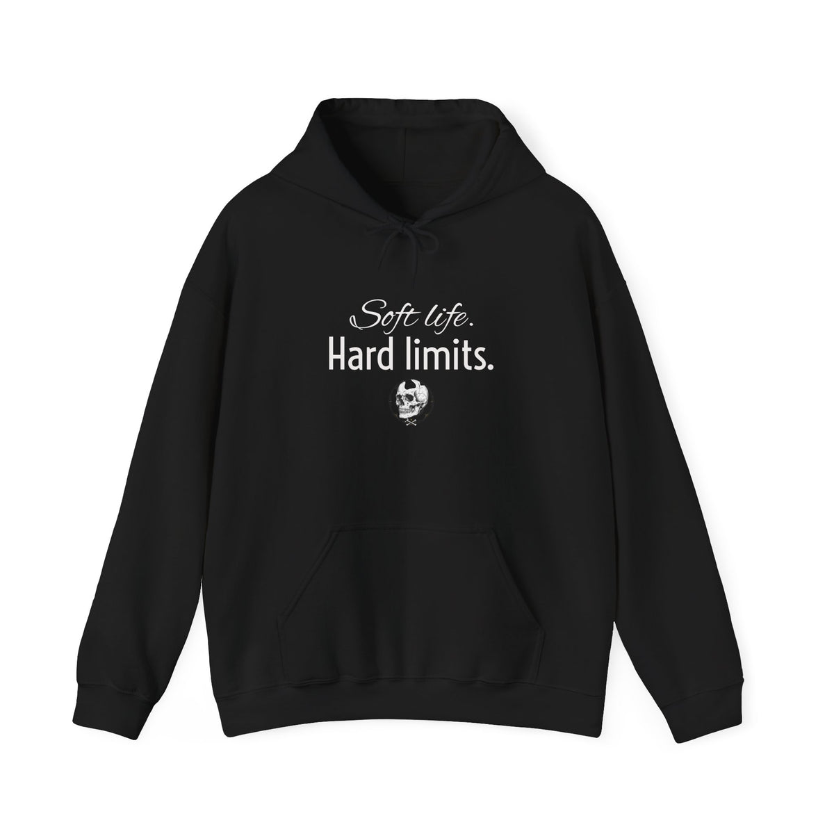 Hoodie — "Soft Life. Hard Limits." Minimalist Script Pullover