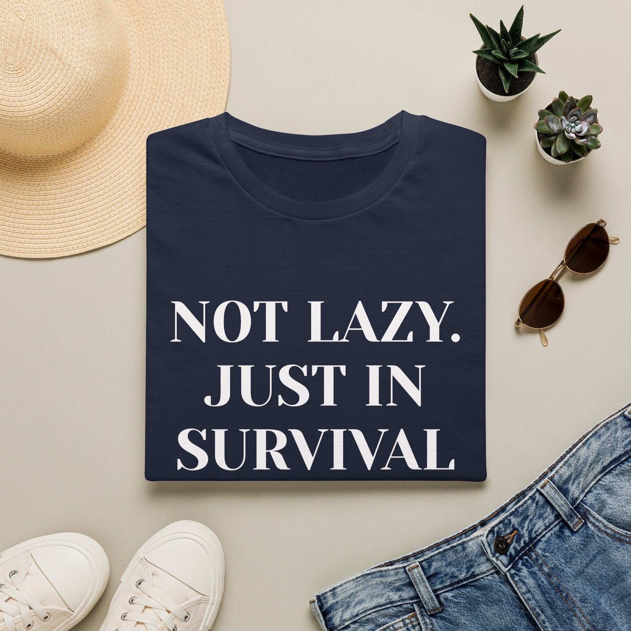 Survival Mode T-Shirt — "Not Lazy. Just In Survival Mode." Relaxed Graphic Tee