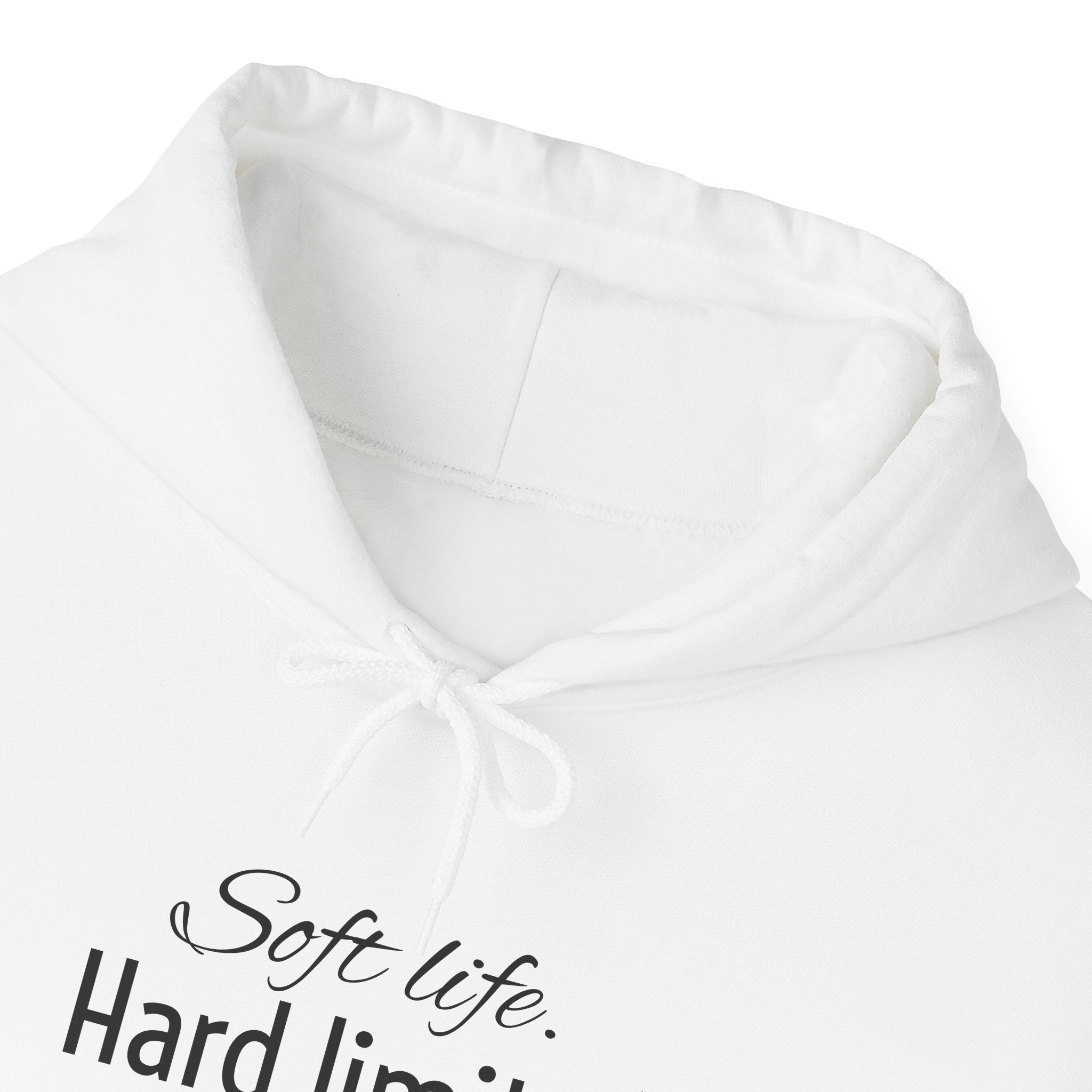 Hoodie — "Soft Life. Hard Limits." Minimalist Script Pullover