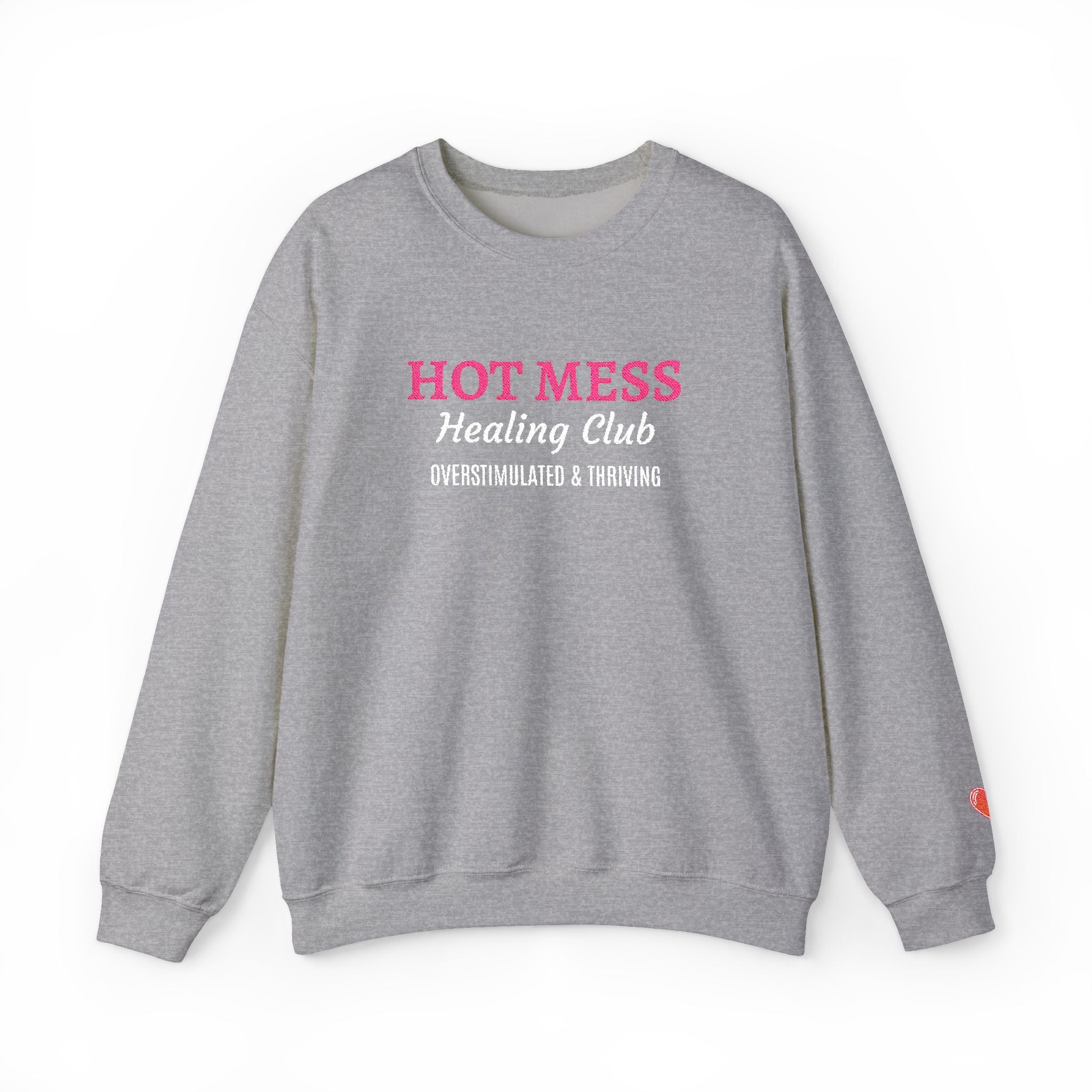 Hot Mess Crewneck Sweatshirt — Funny Graphic White Pullover