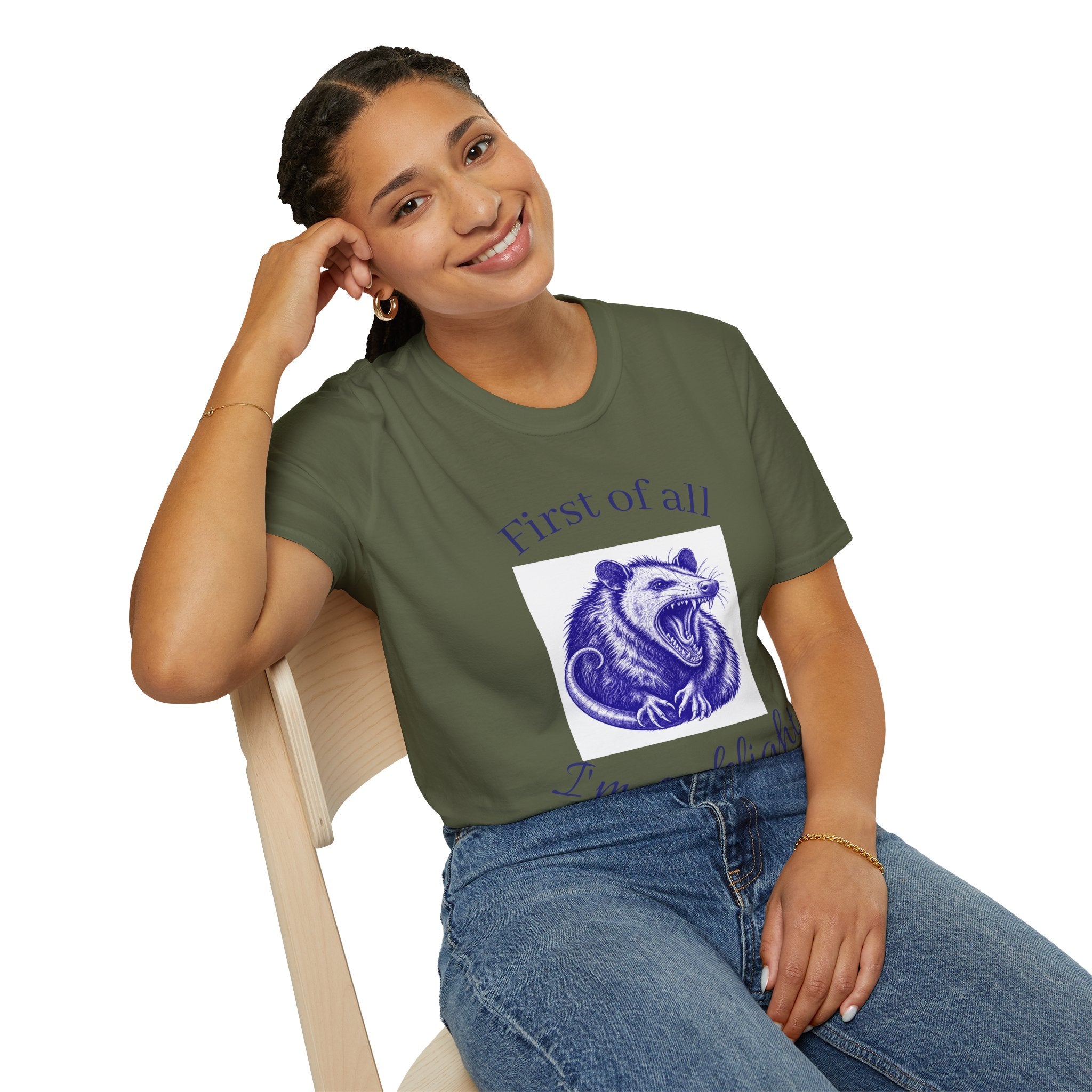 T-Shirt — “First of All, I’m a Delight” Possum Graphic Tee