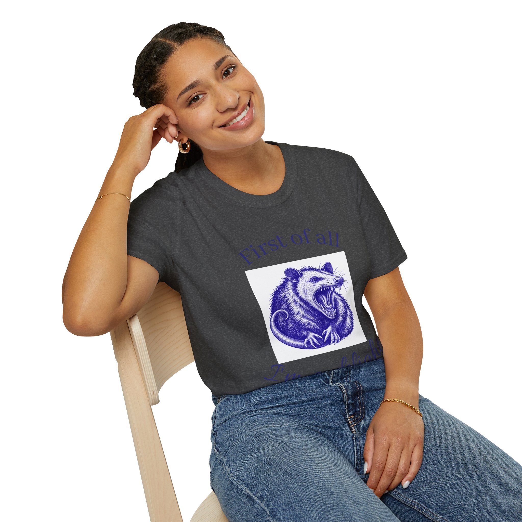 T-Shirt — “First of All, I’m a Delight” Possum Graphic Tee