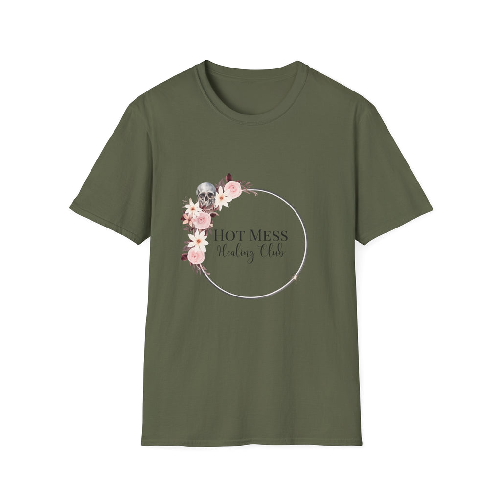 Hot Mess Healing Club T-Shirt — Floral Skull Tee