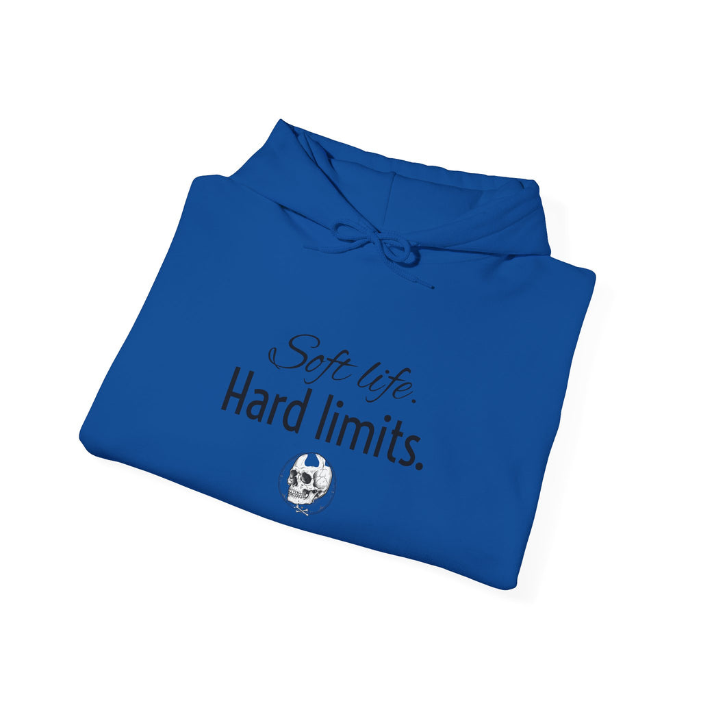 Hoodie — "Soft Life. Hard Limits." Minimalist Script Pullover