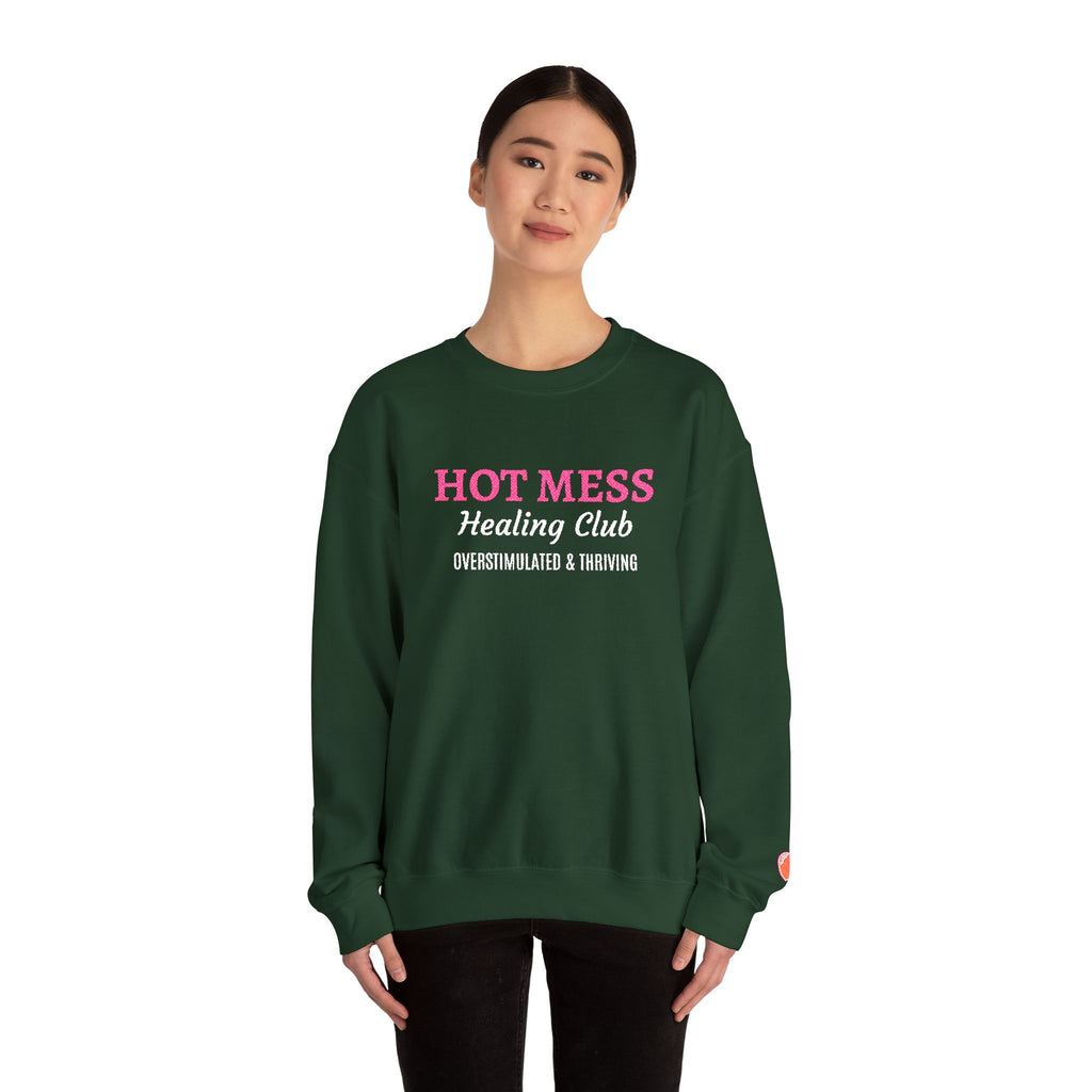 Hot Mess Crewneck Sweatshirt — Funny Graphic White Pullover