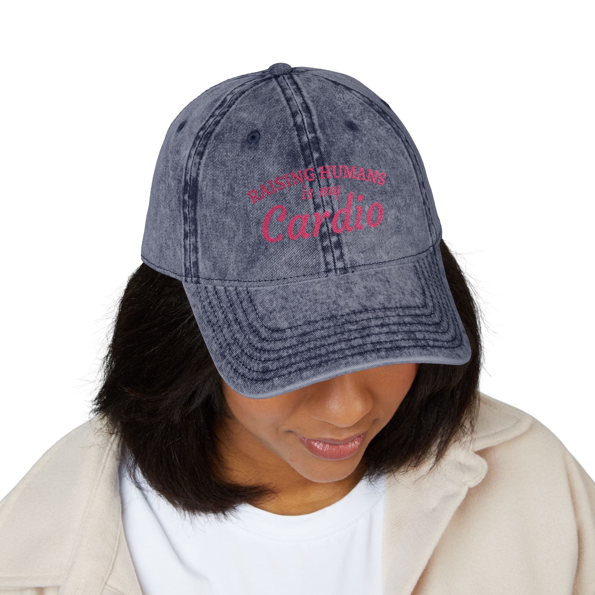 Vintage Embroidered Cap - Moms Cardio (Distressed Hat)