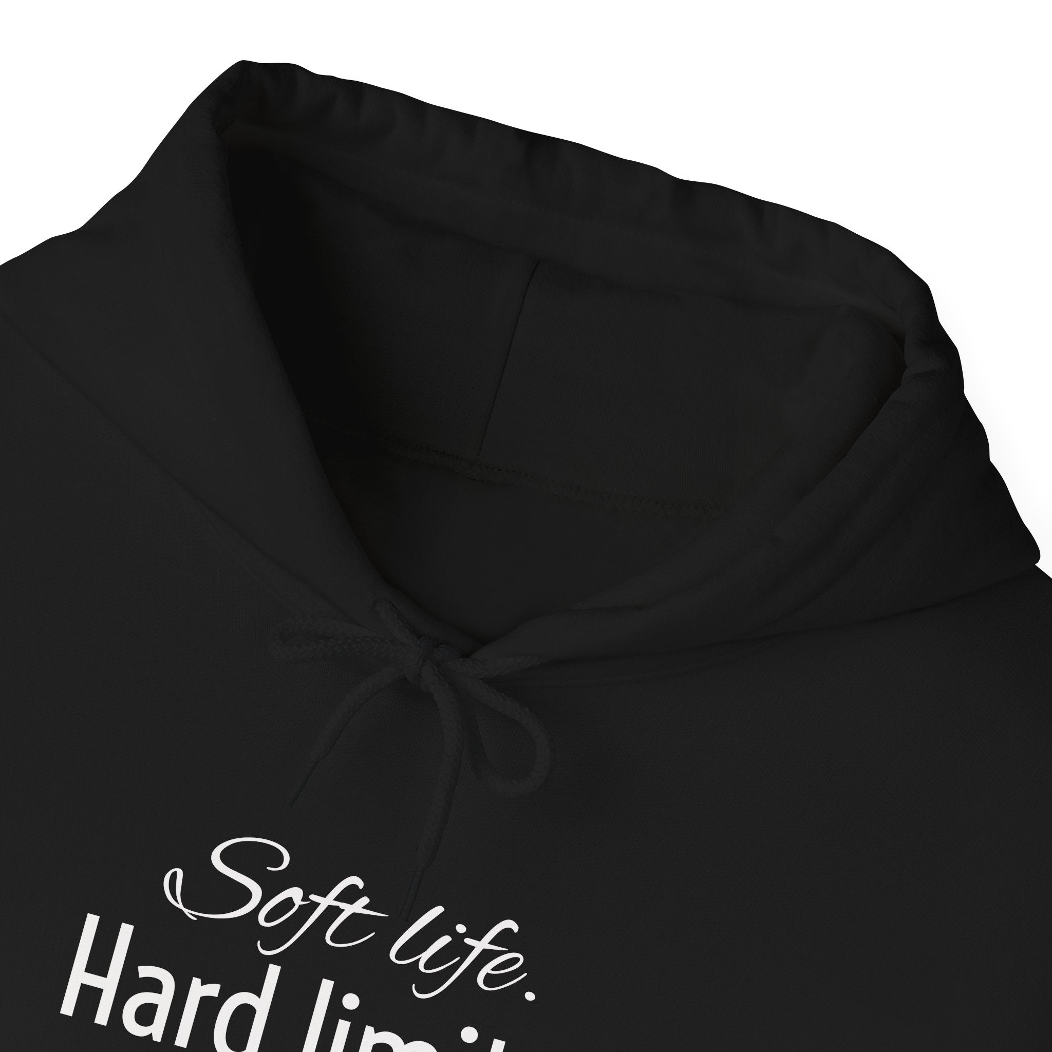 Hoodie — "Soft Life. Hard Limits." Minimalist Script Pullover
