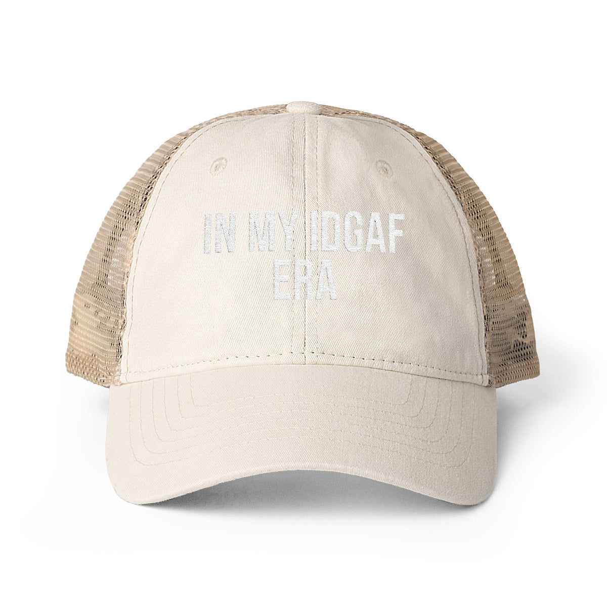 "IN MY IDGAF ERA" Women's Washed Mesh-Back Cap