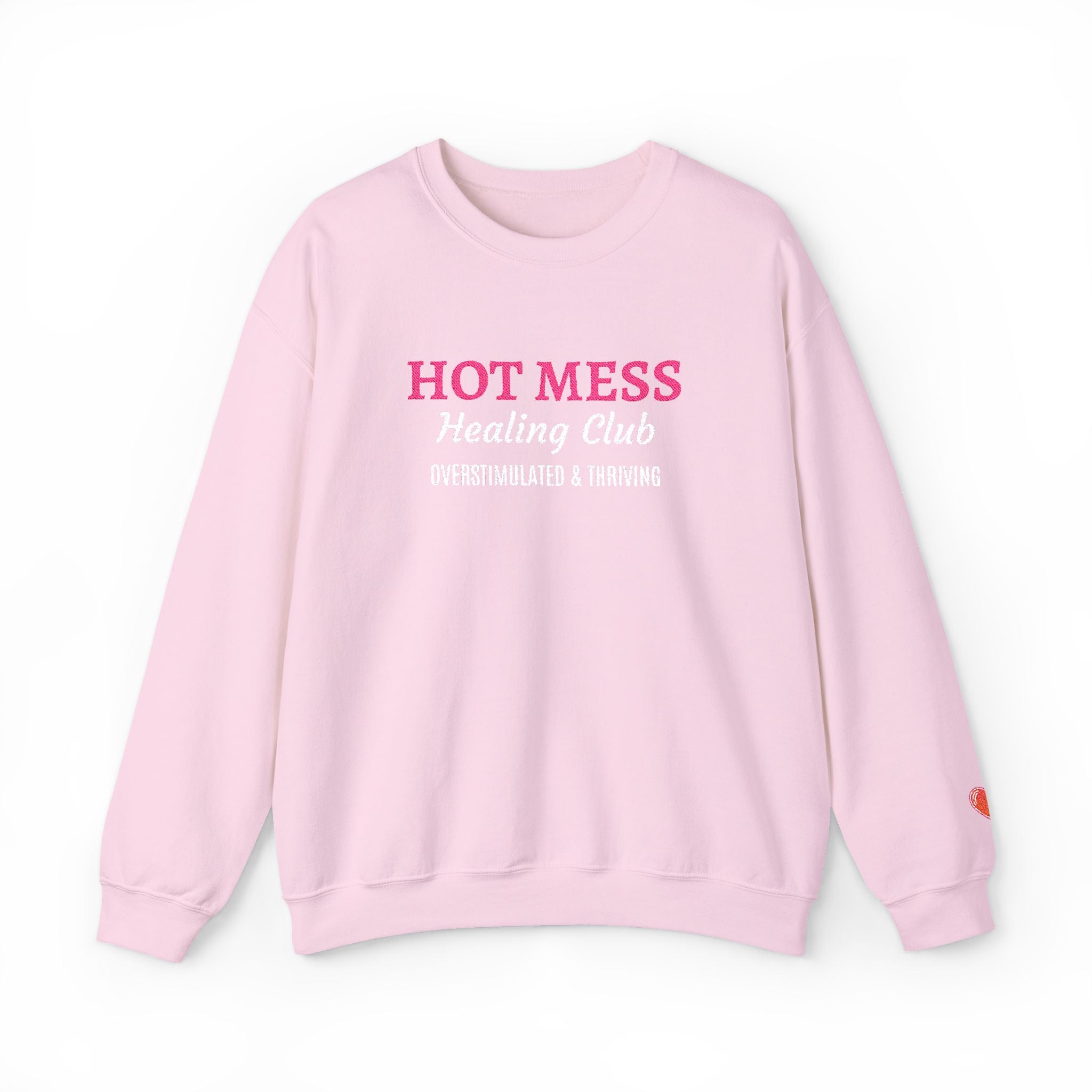 Hot Mess Crewneck Sweatshirt — Funny Graphic White Pullover