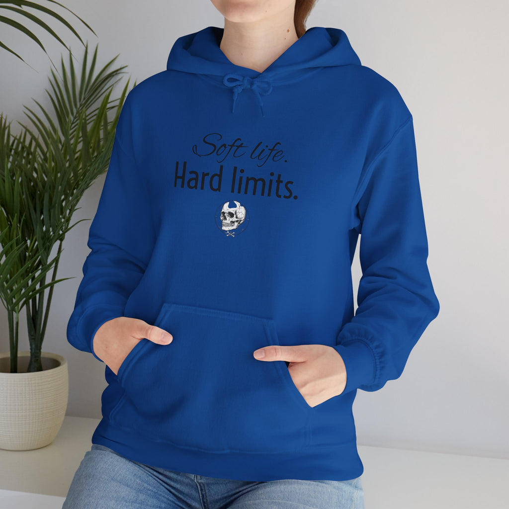 Hoodie — "Soft Life. Hard Limits." Minimalist Script Pullover