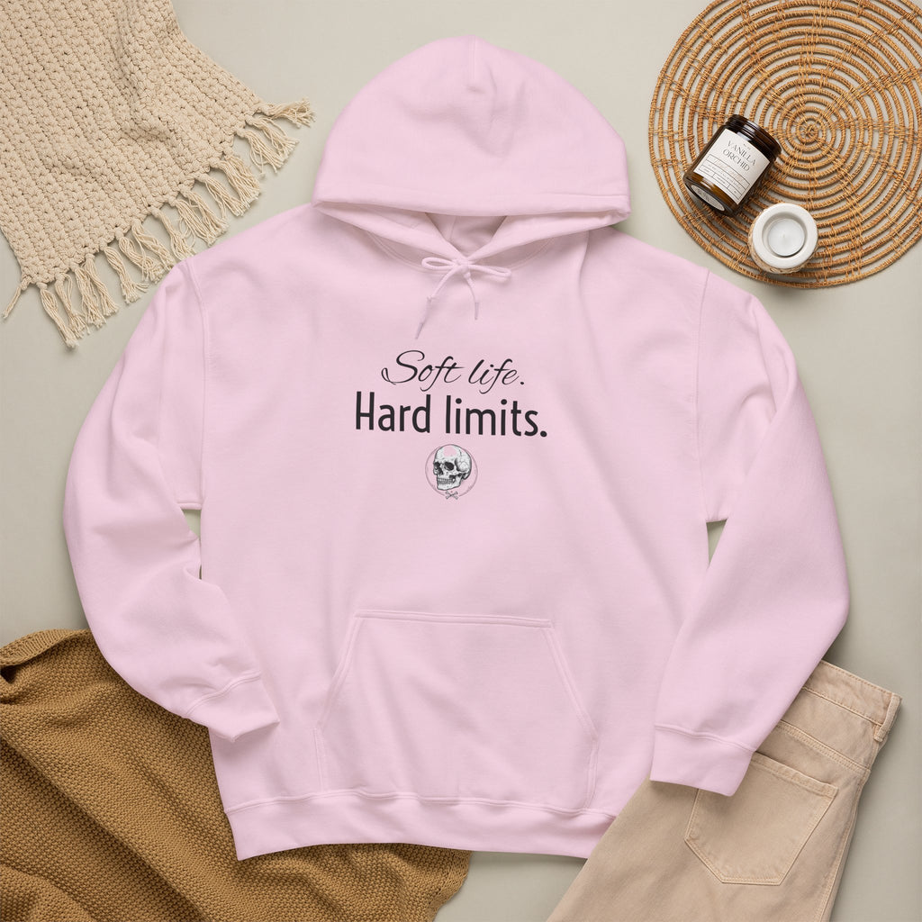 Hoodie — "Soft Life. Hard Limits." Minimalist Script Pullover