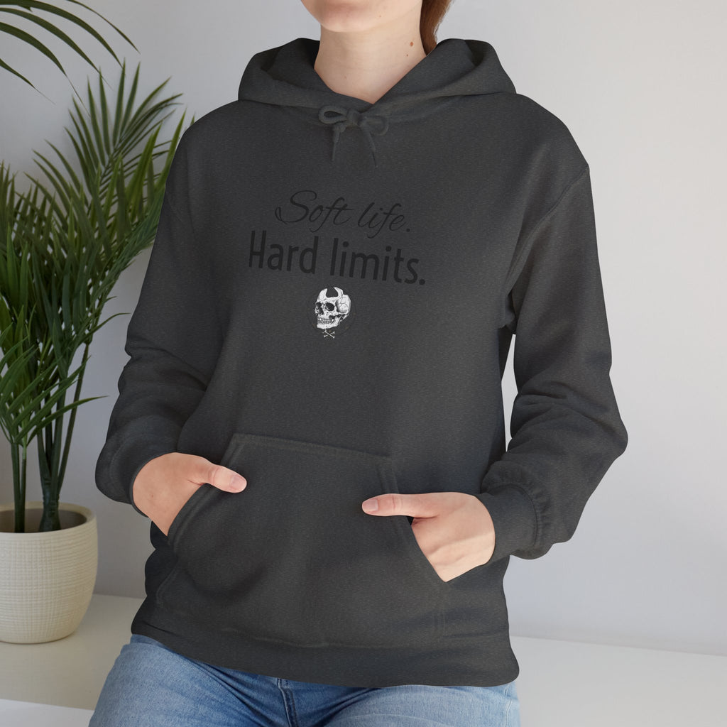 Hoodie — "Soft Life. Hard Limits." Minimalist Script Pullover
