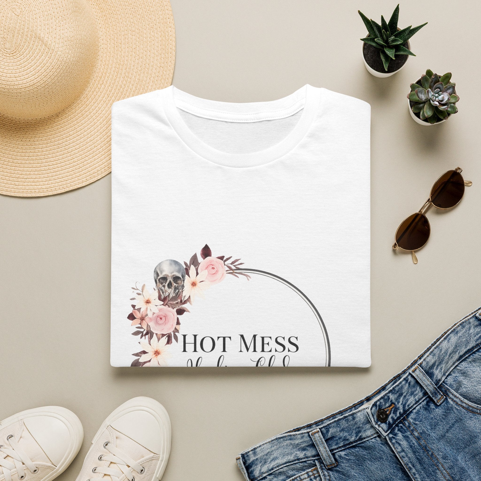 Hot Mess Healing Club T-Shirt — Floral Skull Tee