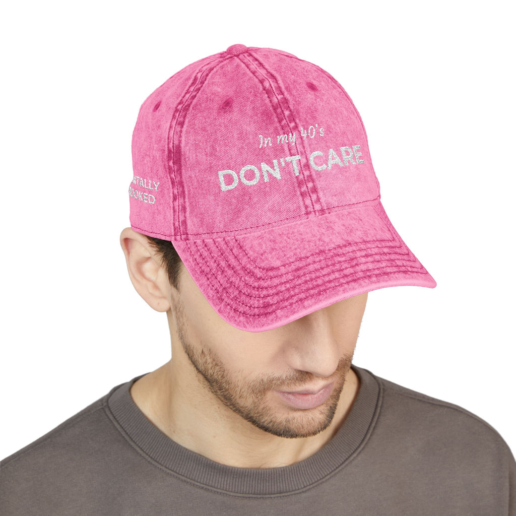 Vintage Embroidered Cap — "Don't Care" Distressed Baseball Hat