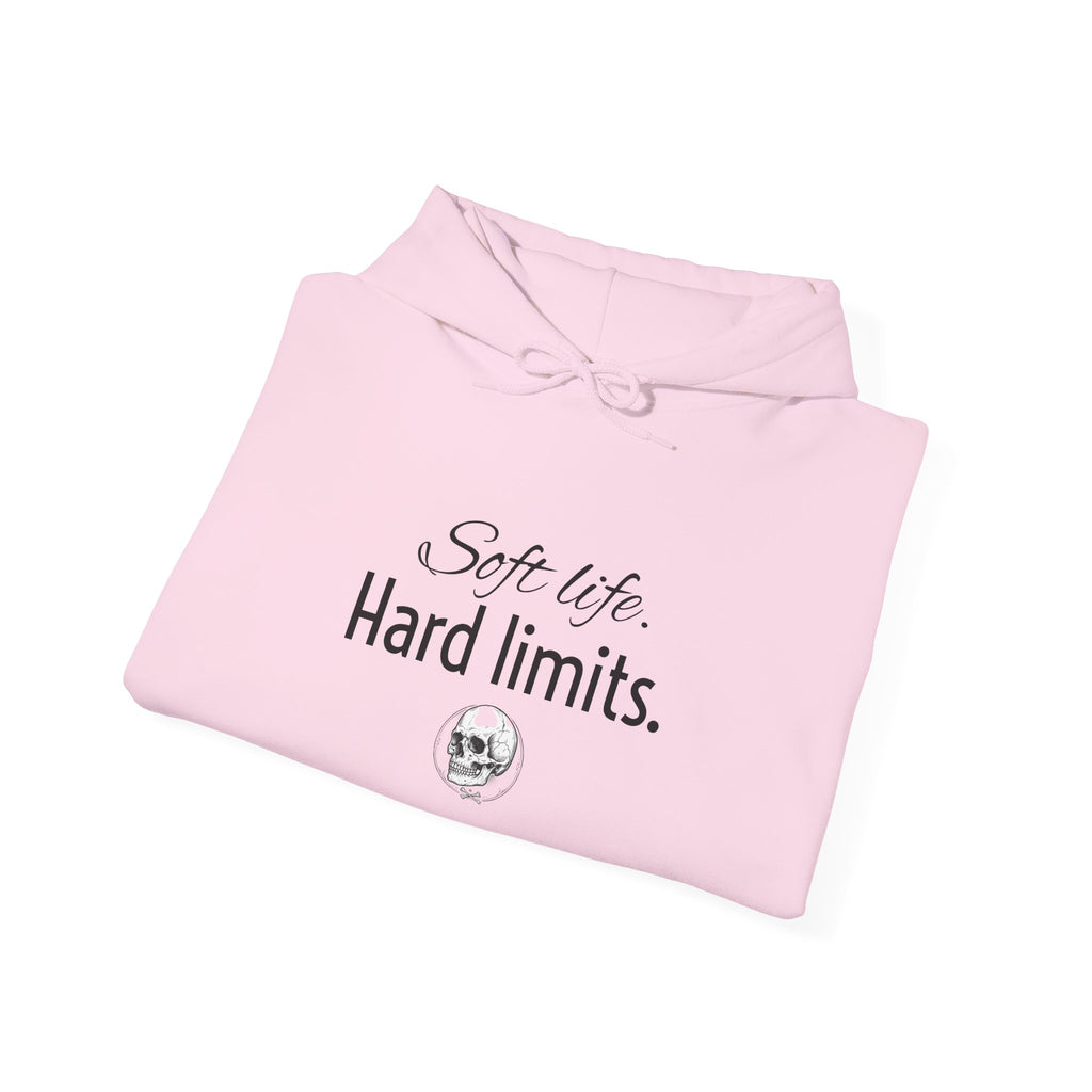 Hoodie — "Soft Life. Hard Limits." Minimalist Script Pullover