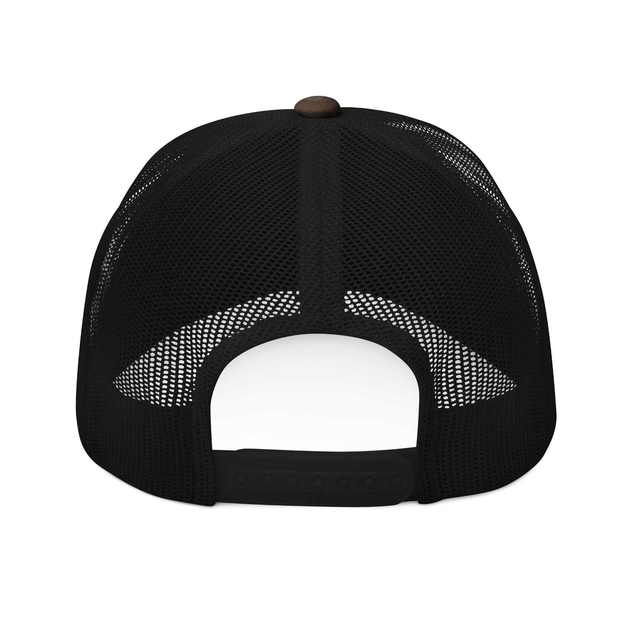 Trucker Hat — Camo Embroidered “Practicing My Throat Punch”