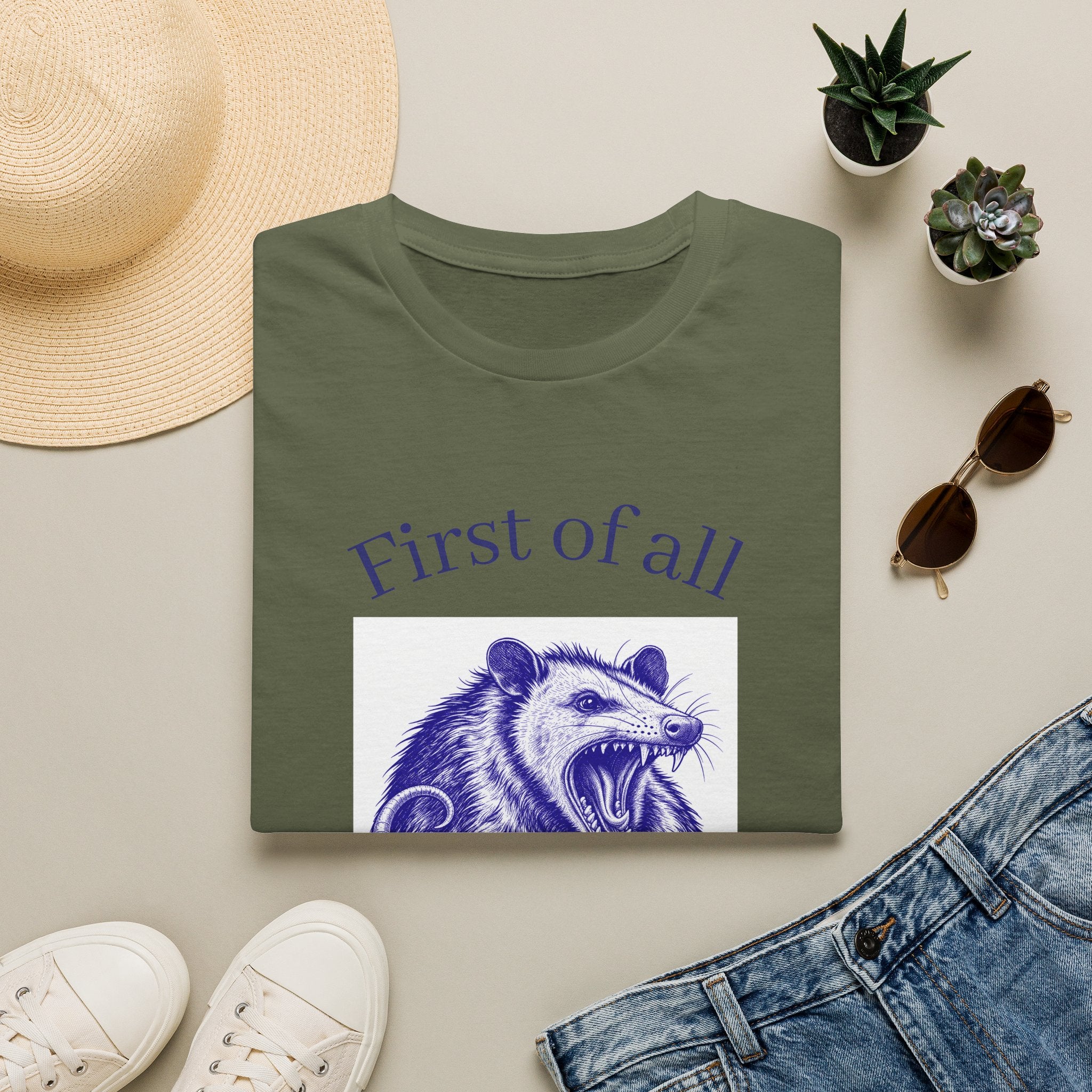 T-Shirt — “First of All, I’m a Delight” Possum Graphic Tee