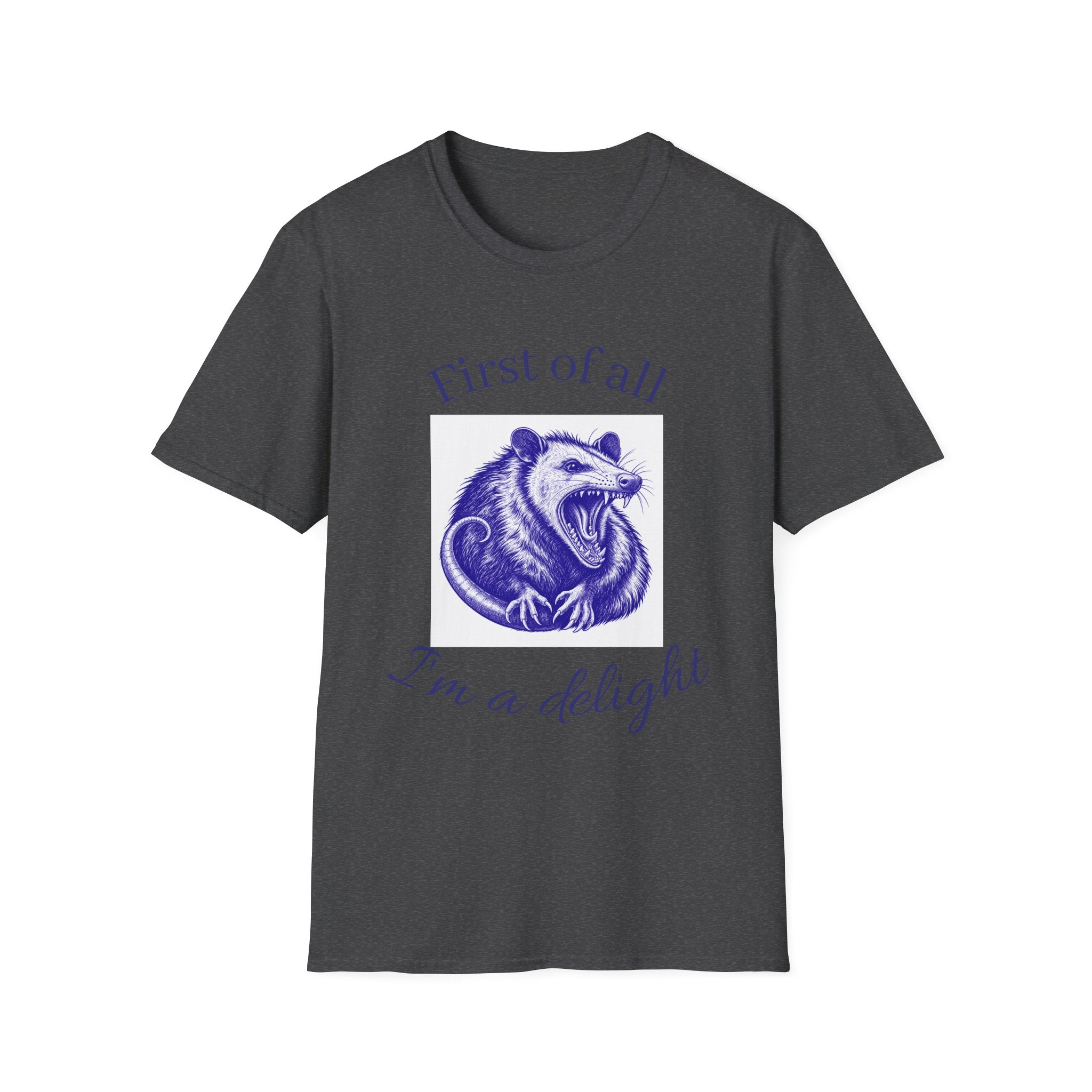 T-Shirt — “First of All, I’m a Delight” Possum Graphic Tee