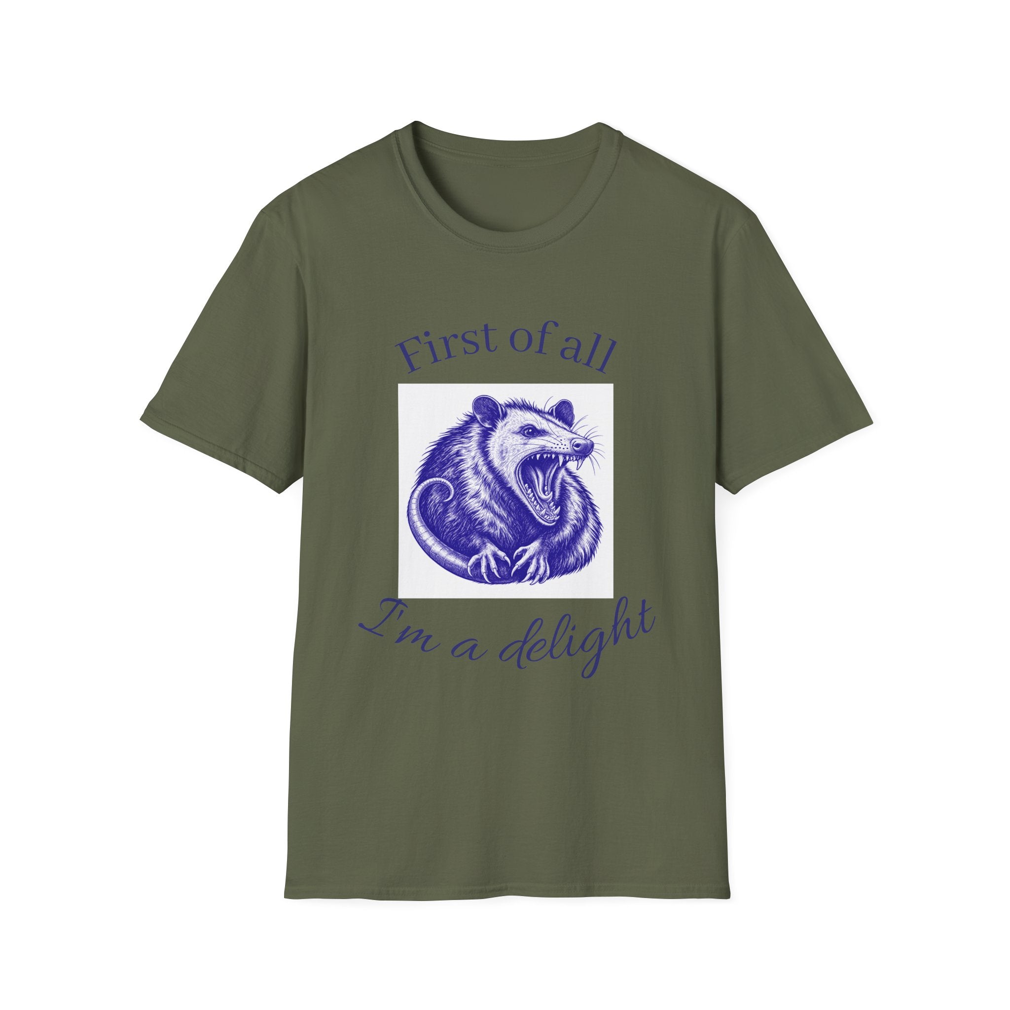 T-Shirt — “First of All, I’m a Delight” Possum Graphic Tee