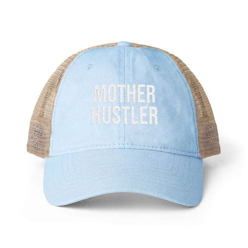 "MOTHER HUSTLER" Women's Washed Mesh-Back Cap