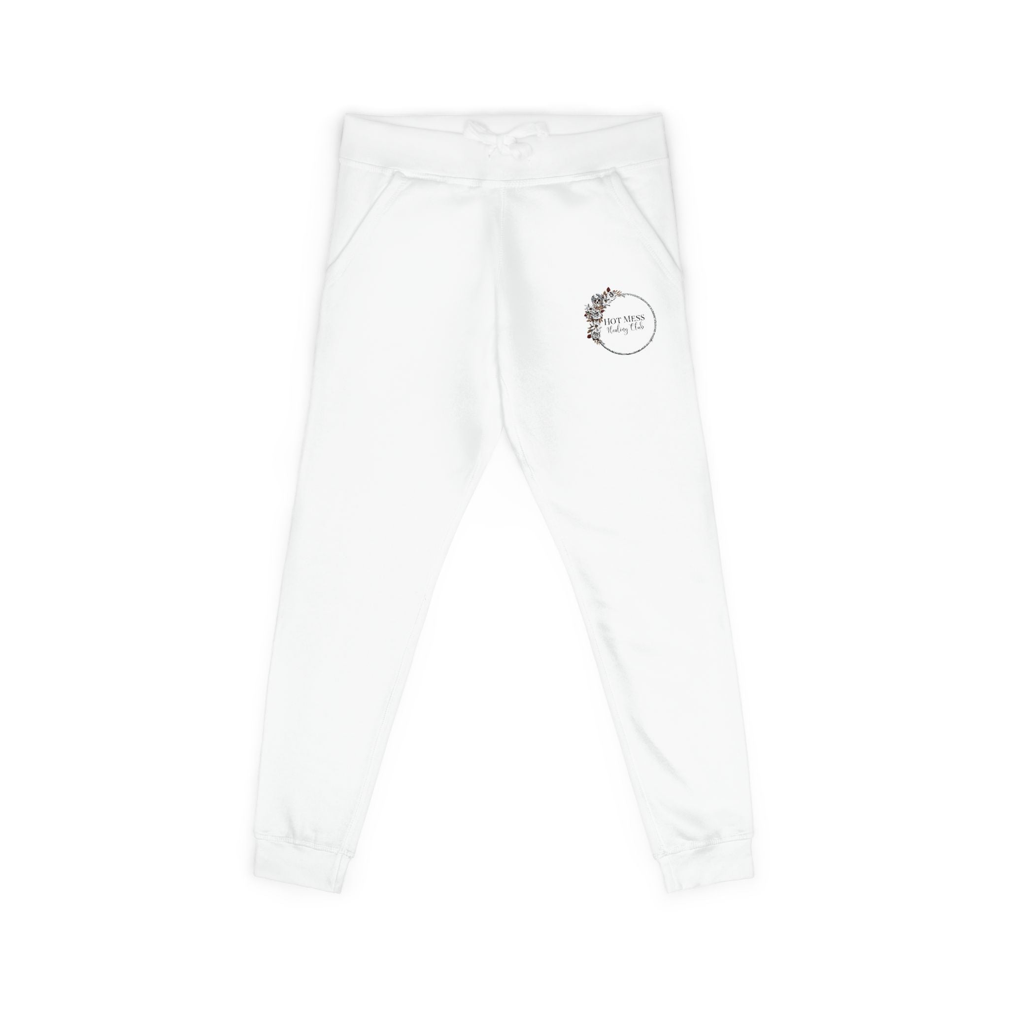 Embroidered Cozy Sweatpants – Minimal Logo Floral Circle Accent
