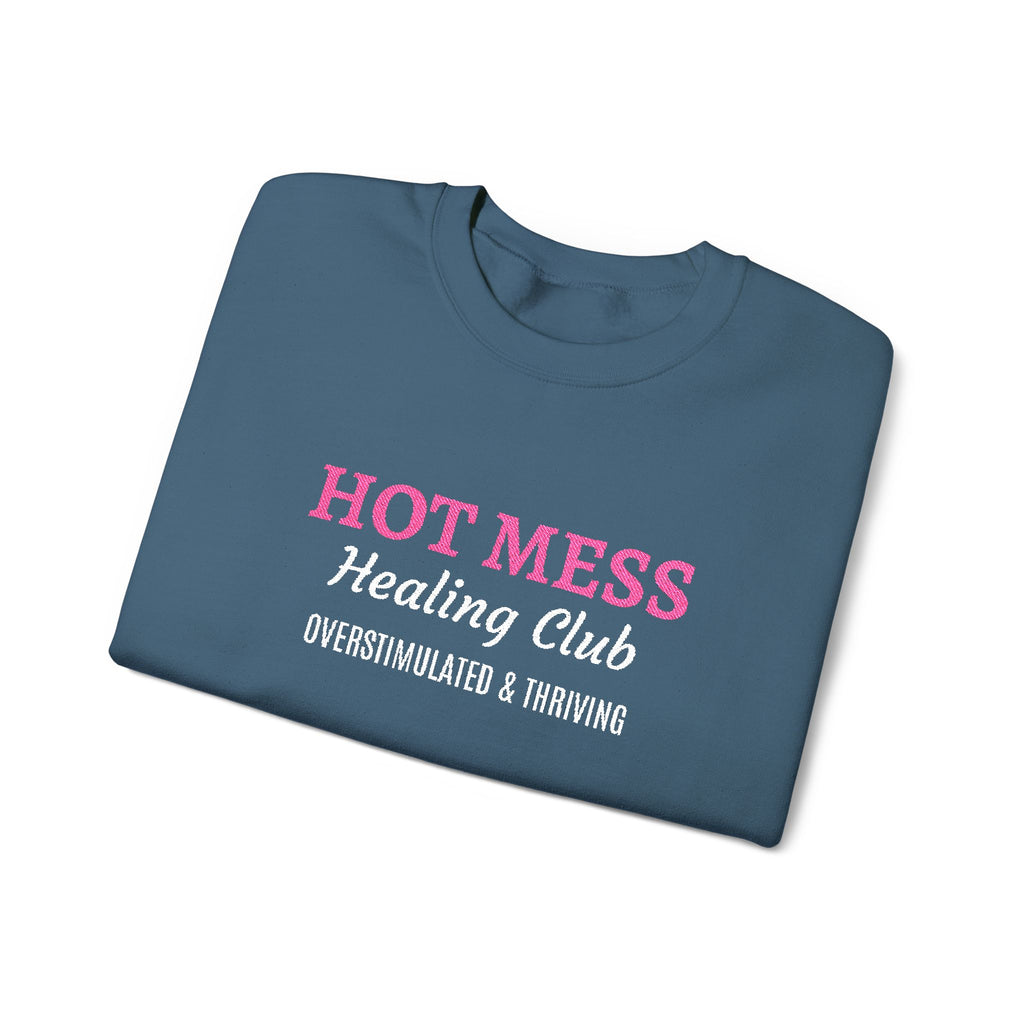 Hot Mess Crewneck Sweatshirt — Funny Graphic White Pullover