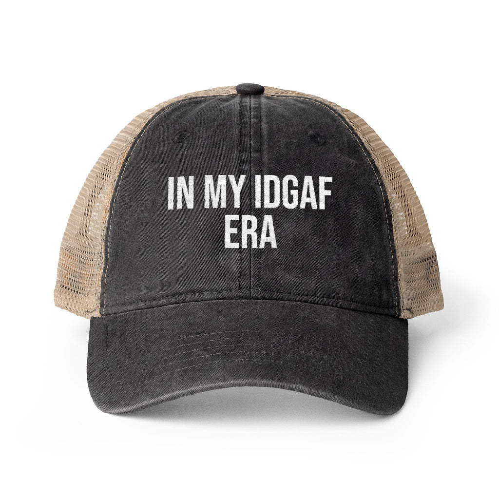 "IN MY IDGAF ERA" Women's Washed Mesh-Back Cap