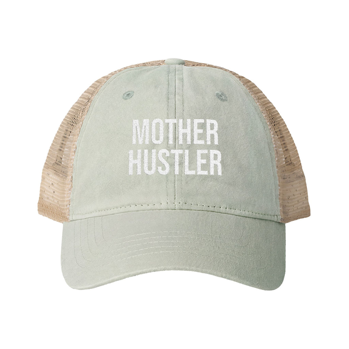 "MOTHER HUSTLER" Women's Washed Mesh-Back Cap