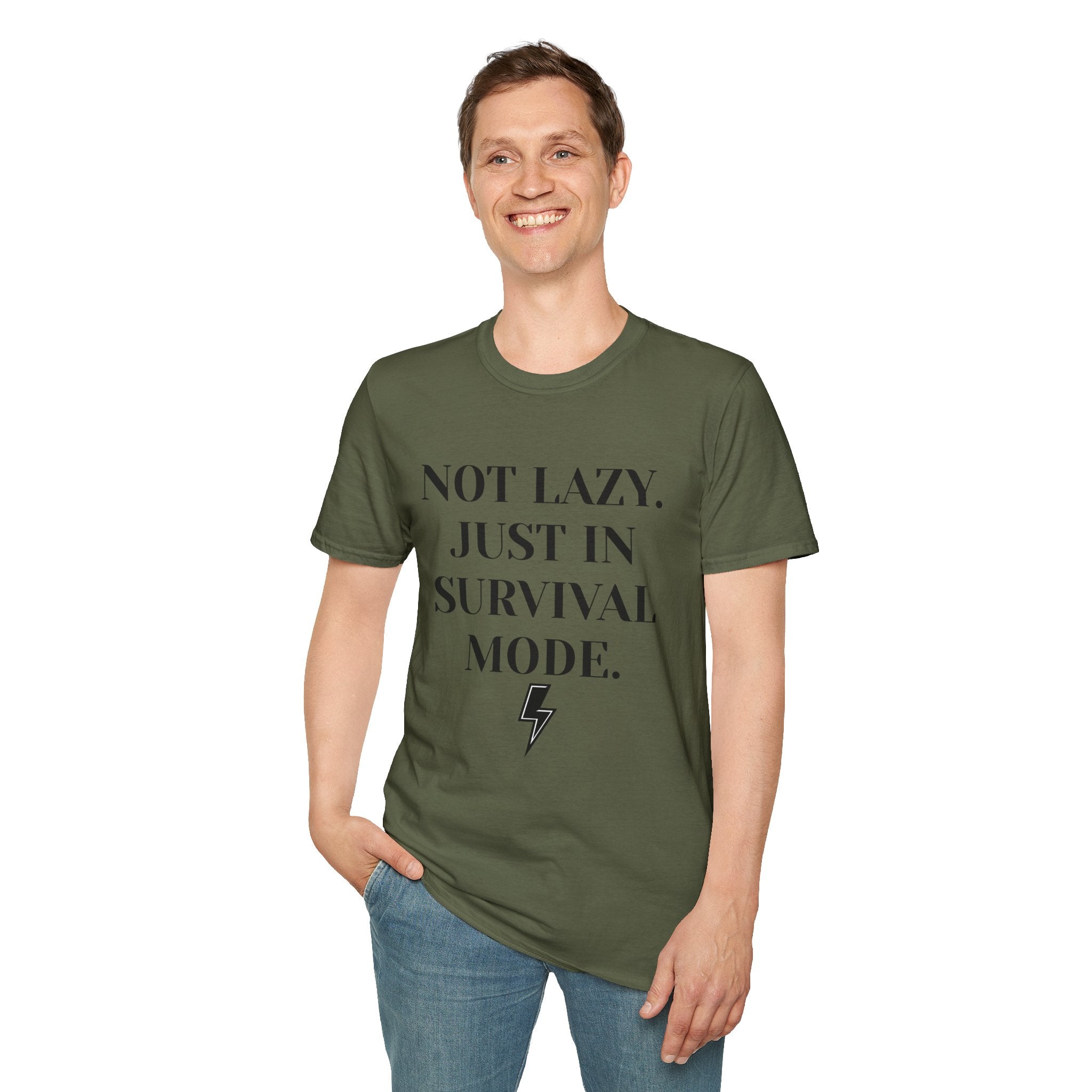 Survival Mode T-Shirt — "Not Lazy. Just In Survival Mode." Relaxed Graphic Tee