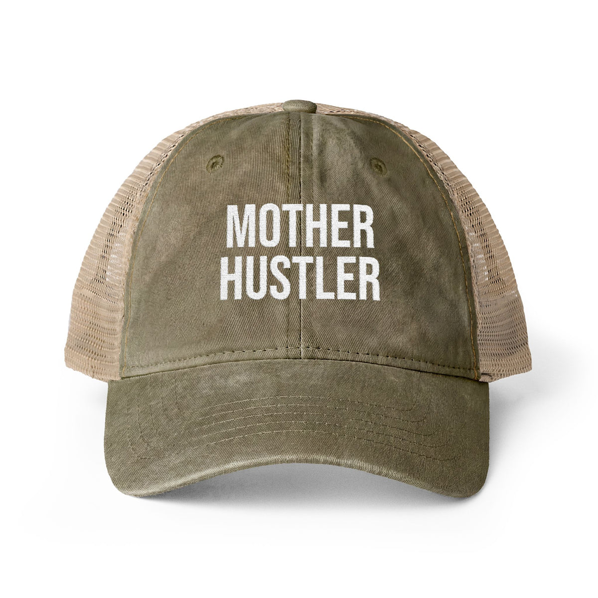"MOTHER HUSTLER" Women's Washed Mesh-Back Cap