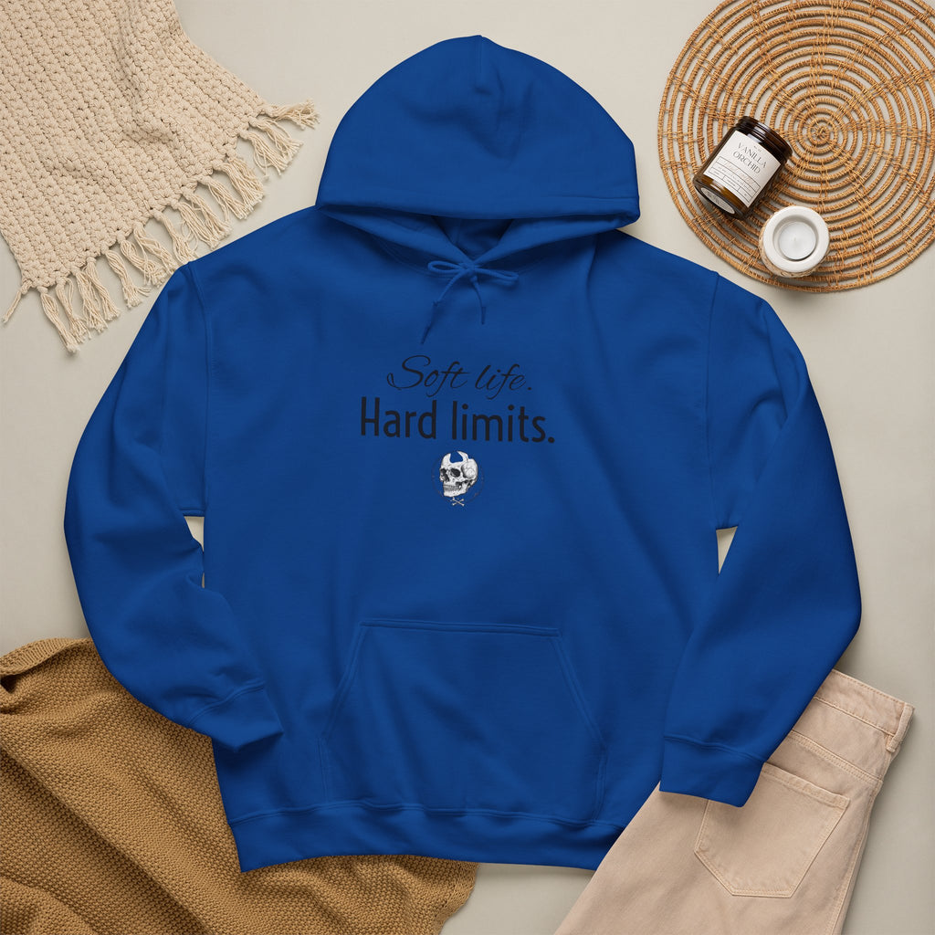 Hoodie — "Soft Life. Hard Limits." Minimalist Script Pullover