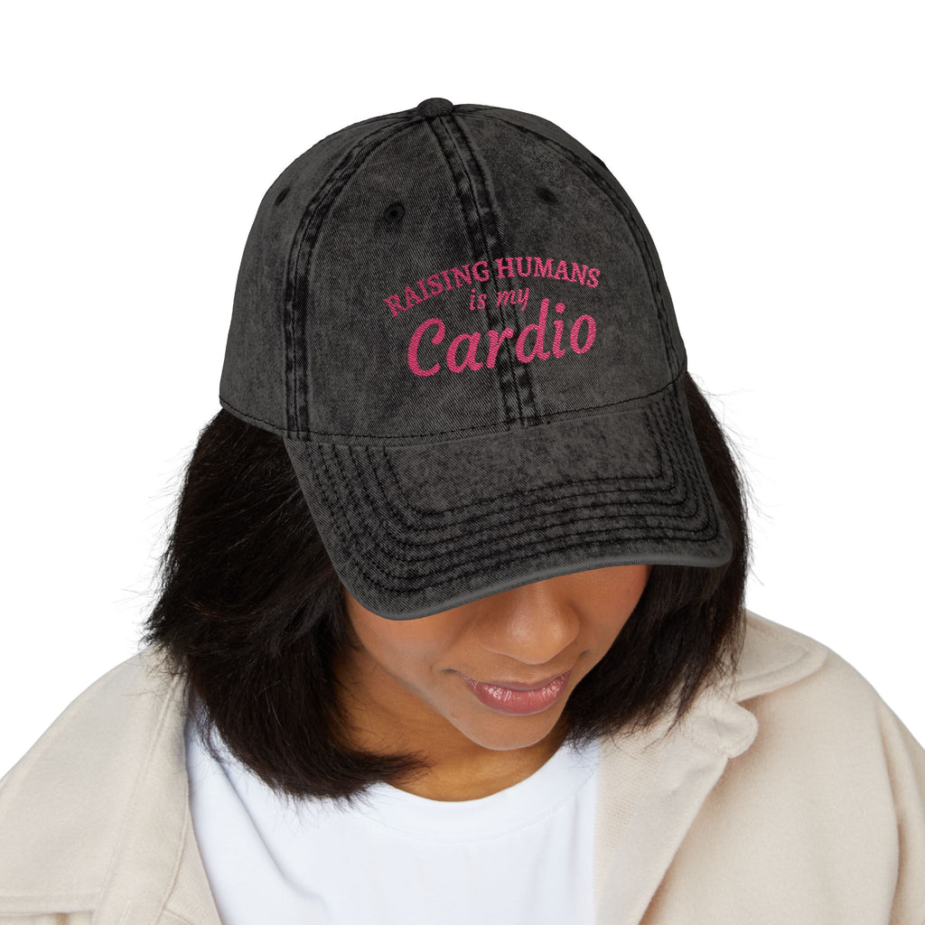 Vintage Embroidered Cap - Moms Cardio (Distressed Hat)