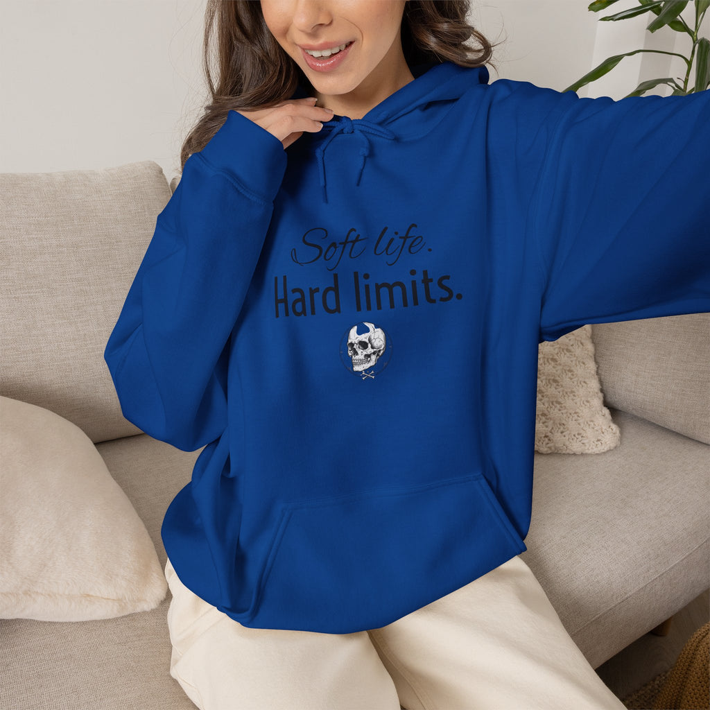 Hoodie — "Soft Life. Hard Limits." Minimalist Script Pullover