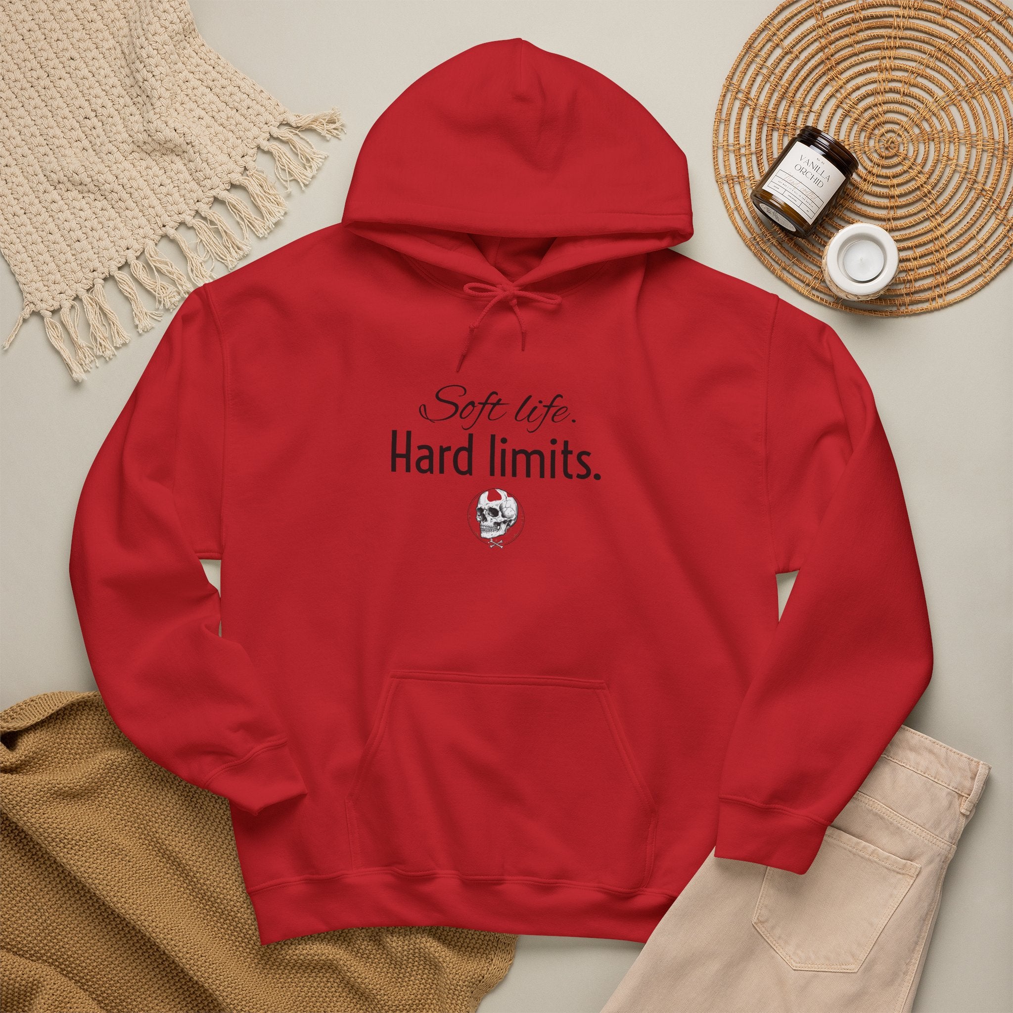 Hoodie — "Soft Life. Hard Limits." Minimalist Script Pullover