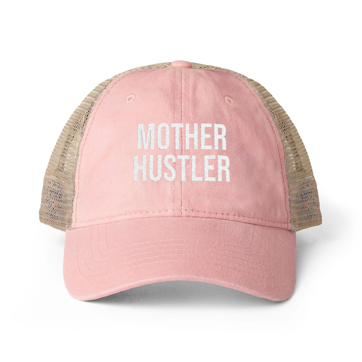"MOTHER HUSTLER" Women's Washed Mesh-Back Cap