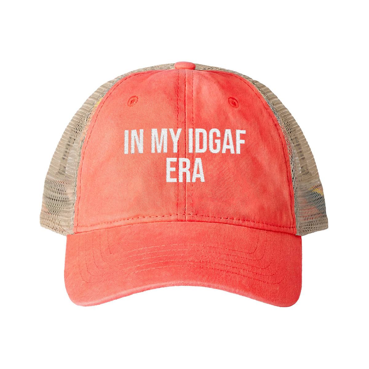 "IN MY IDGAF ERA" Women's Washed Mesh-Back Cap