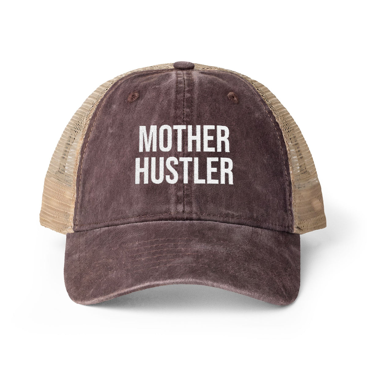 "MOTHER HUSTLER" Women's Washed Mesh-Back Cap