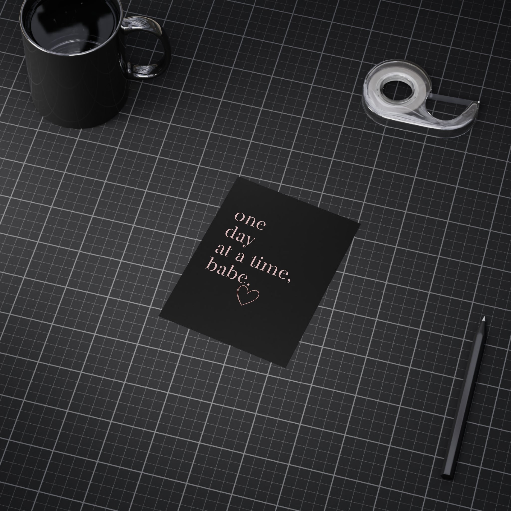 Motivational Wall Print — “One Day at a Time, Babe” Typography Art