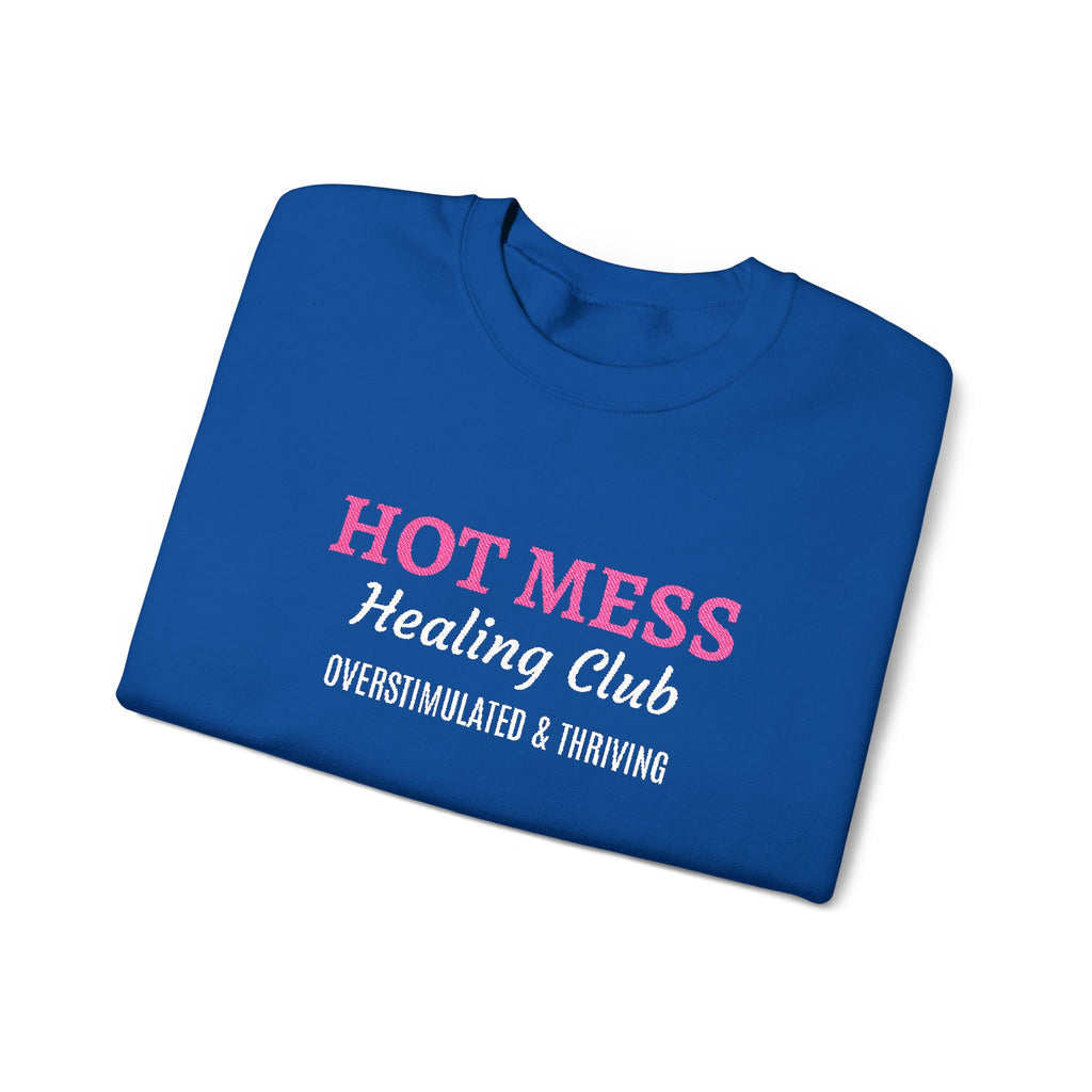Hot Mess Crewneck Sweatshirt — Funny Graphic White Pullover