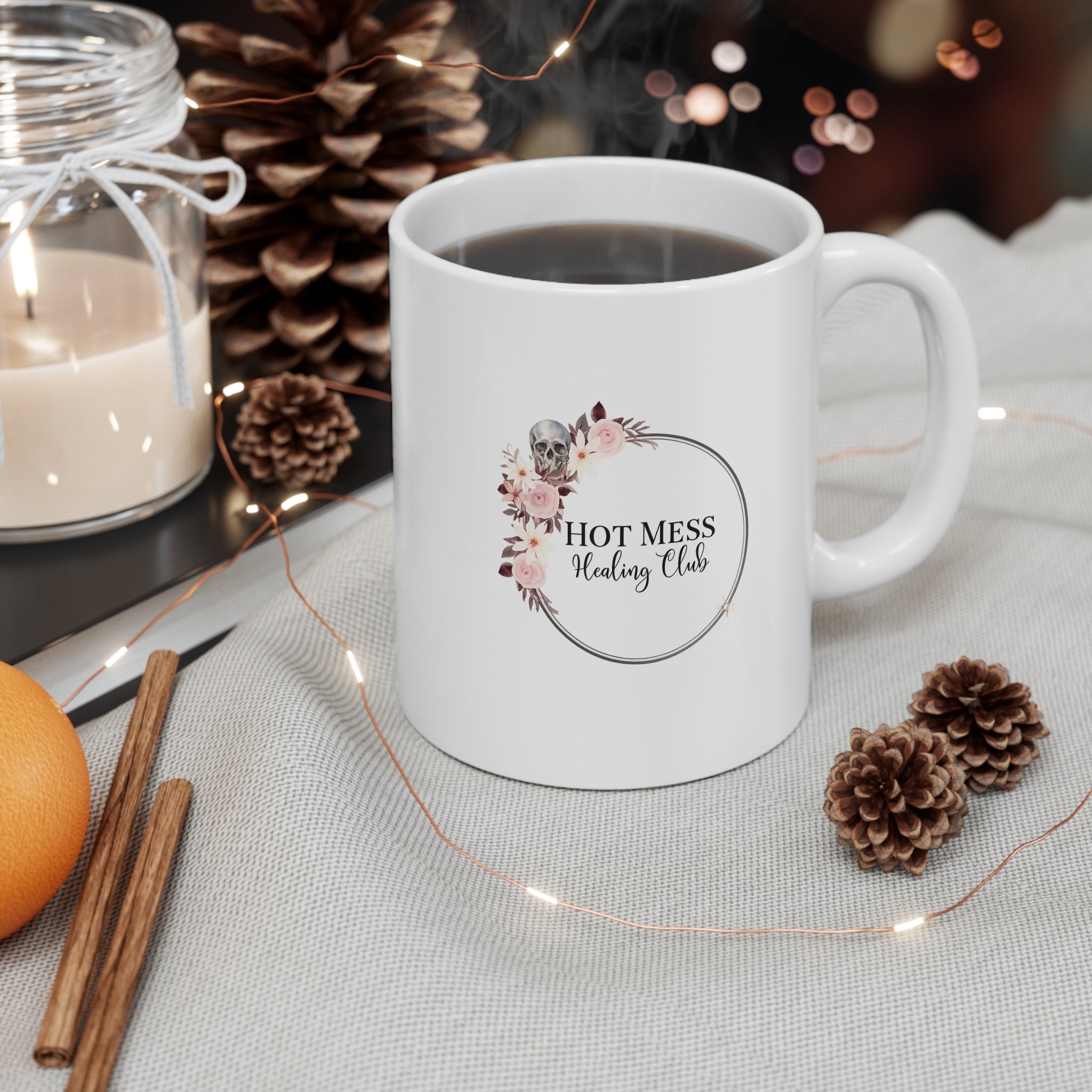 Chaos Coordinator Mug — Heart, Floral Logo Coffee Cup for Busy Moms & Teachers