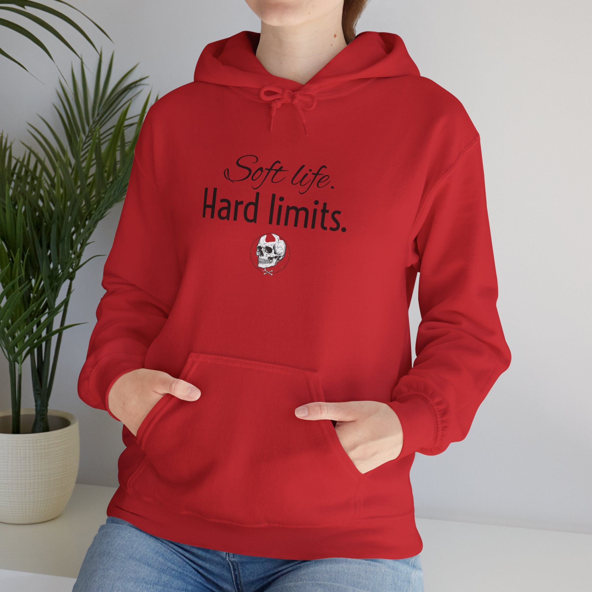 Hoodie — "Soft Life. Hard Limits." Minimalist Script Pullover
