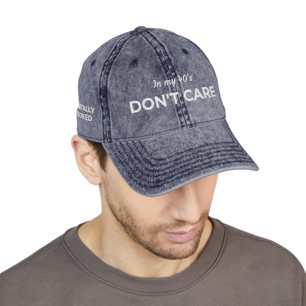 Vintage Embroidered Cap — "Don't Care" Distressed Baseball Hat