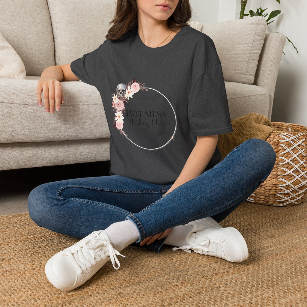 Hot Mess Healing Club T-Shirt — Floral Skull Tee