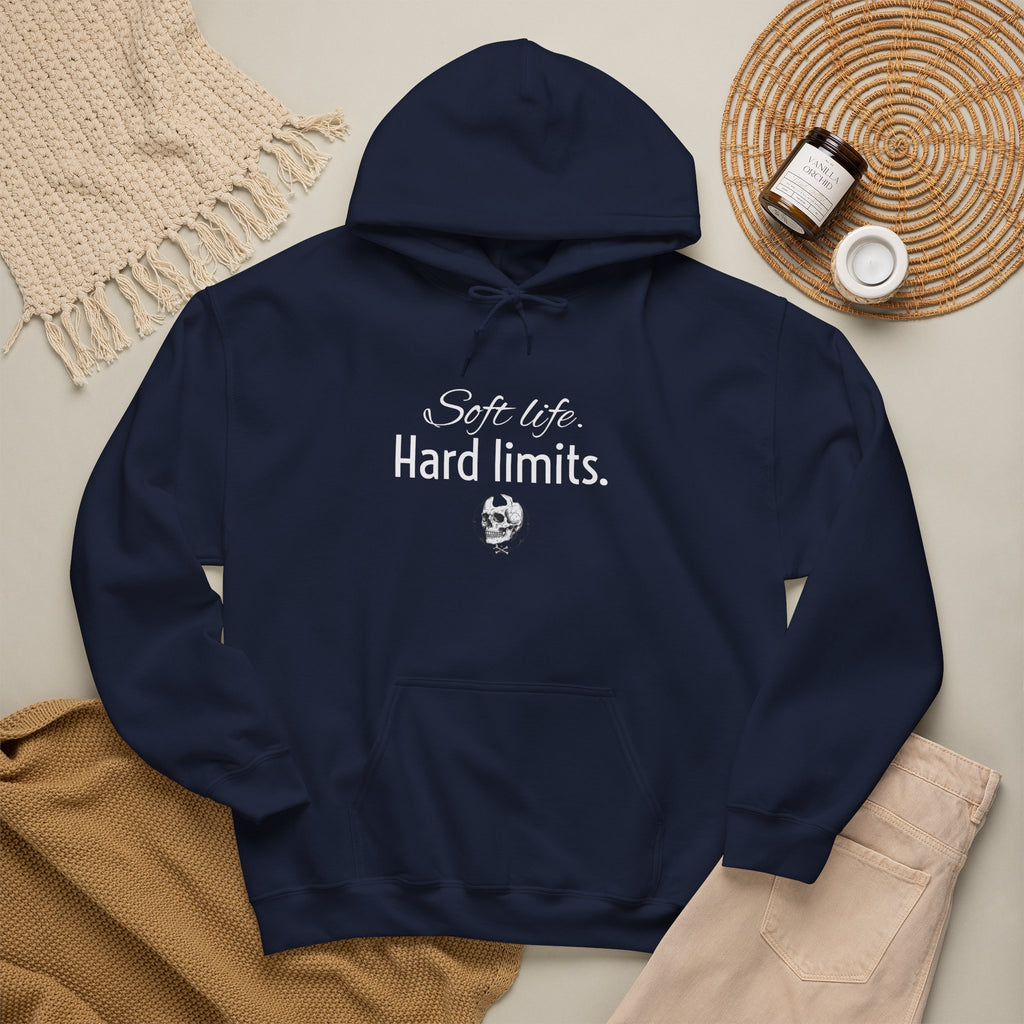 Hoodie — "Soft Life. Hard Limits." Minimalist Script Pullover