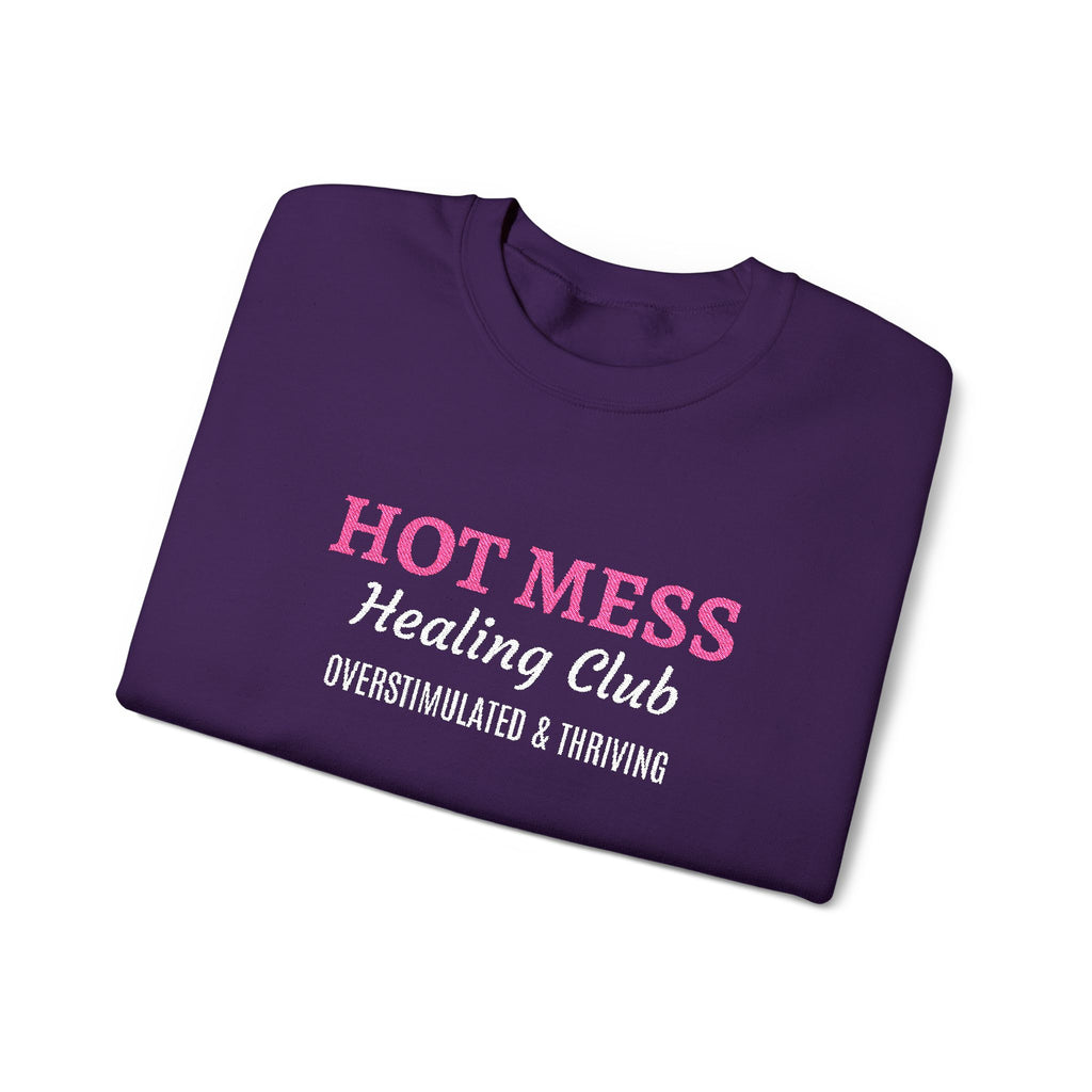 Hot Mess Crewneck Sweatshirt — Funny Graphic White Pullover