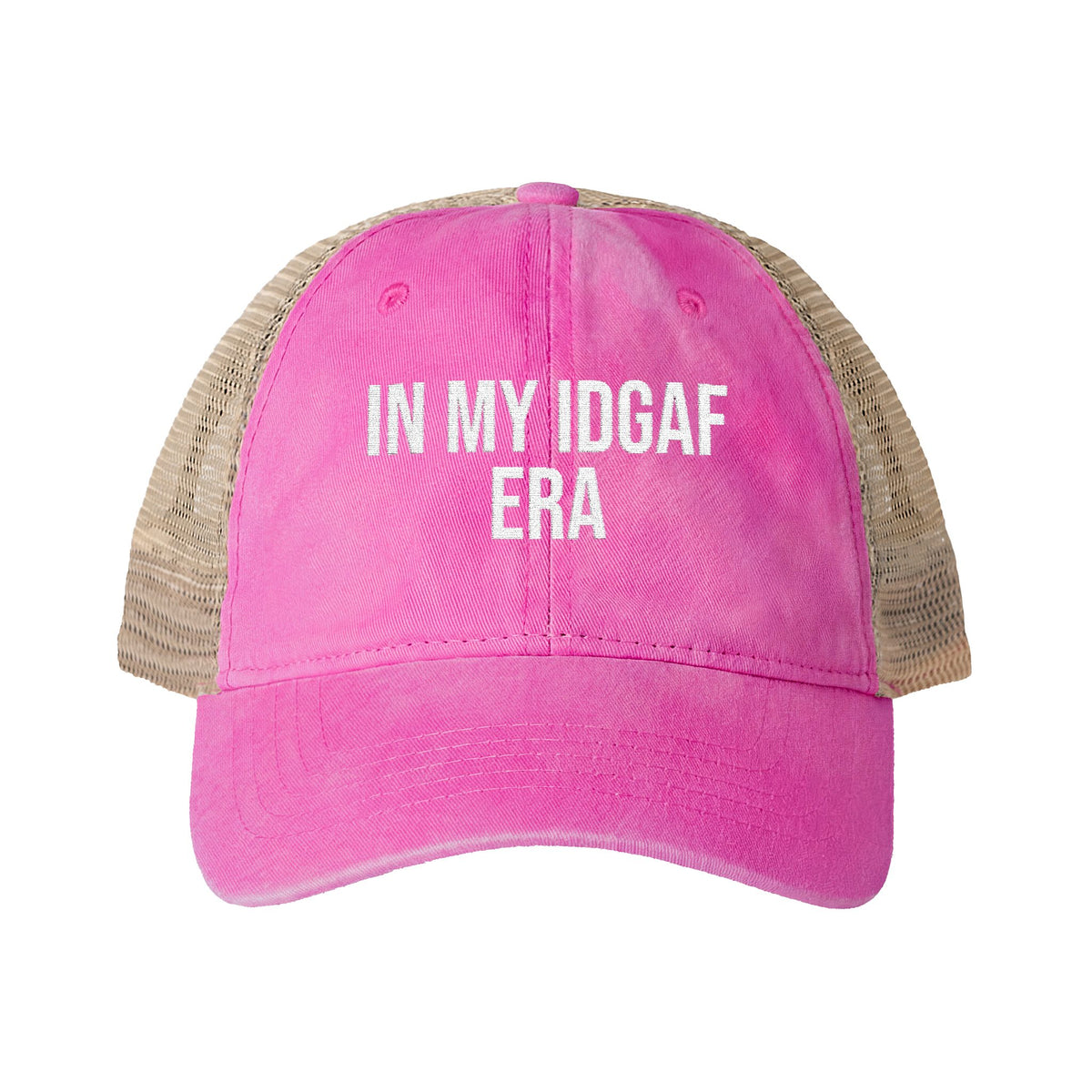 "IN MY IDGAF ERA" Women's Washed Mesh-Back Cap