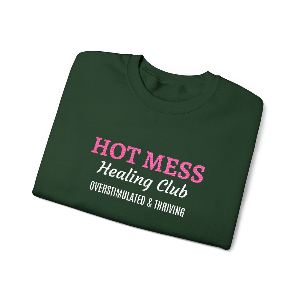Hot Mess Crewneck Sweatshirt — Funny Graphic White Pullover